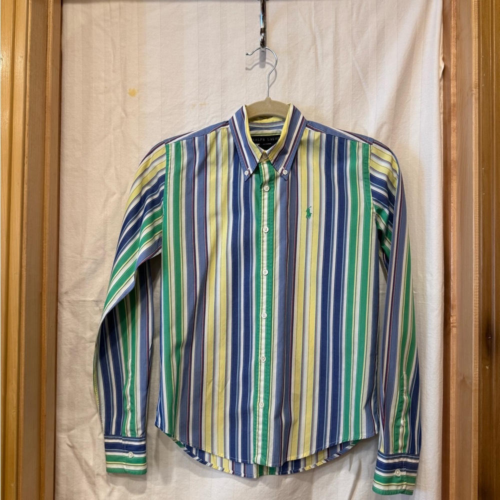Ralph Lauren Blue and Green Oxford Button Down Shirt